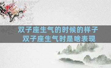 双子座生气的时候的样子 双子座生气时是啥表现